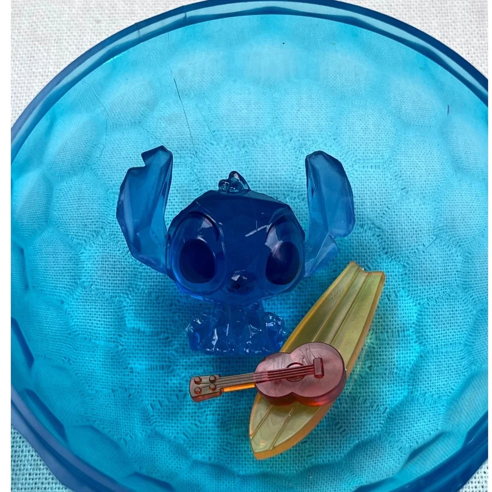 Disney Crystal Surprise Stitch Translucent Blue Mini Figure Surfboard Ukulele